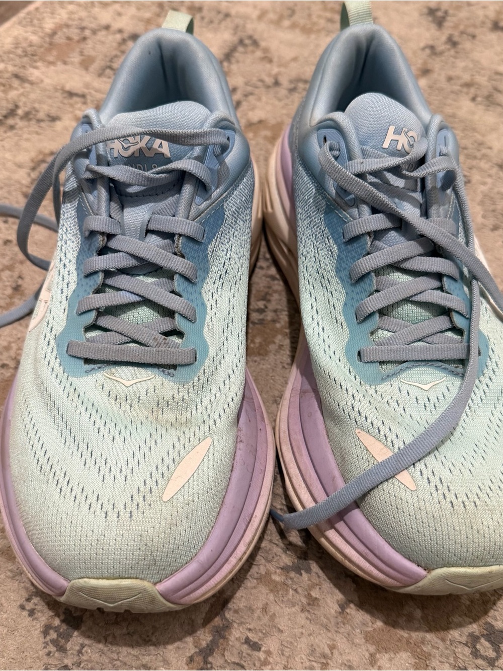 Hoka Women's Light Blue and Lavender Running Sneakers
